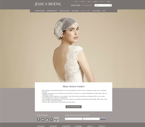 Jessica Bridal website by Zeald